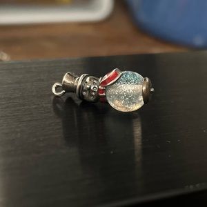 Enamel Snowman Art Glass Charm